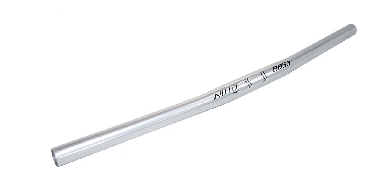 Nitto B853AA Flat MTB Handlebars 25.4mm clamp 580mm Wide In Silver