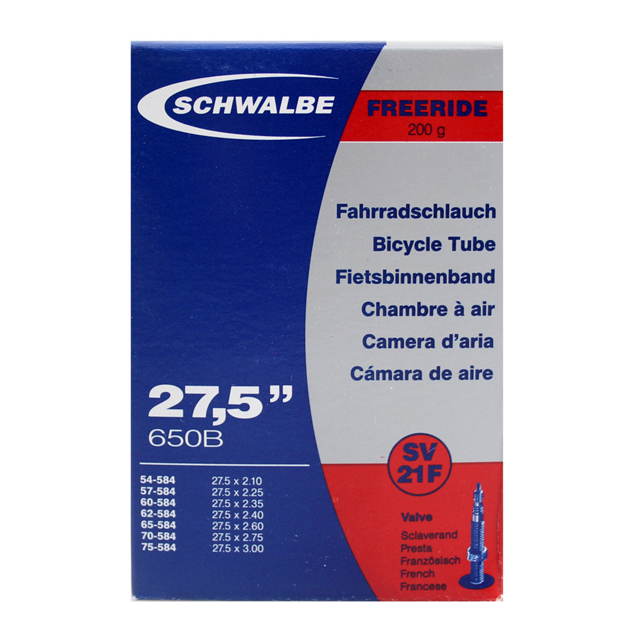 Schwalbe SV13F Freeride Inner Tube 26 x 2.10/3.00-40mm Presta Valve 