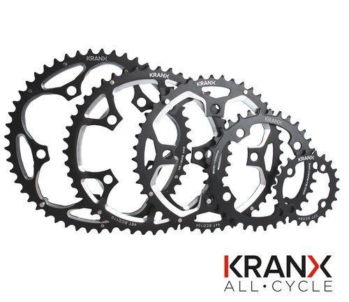 KranX 110BCD Alloy 5 Arm 9/10 Speed Chainring in Black All Sizes KranX 110BCD Alloy 5 Arm 9/10 Speed Chainring in Black All Sizes