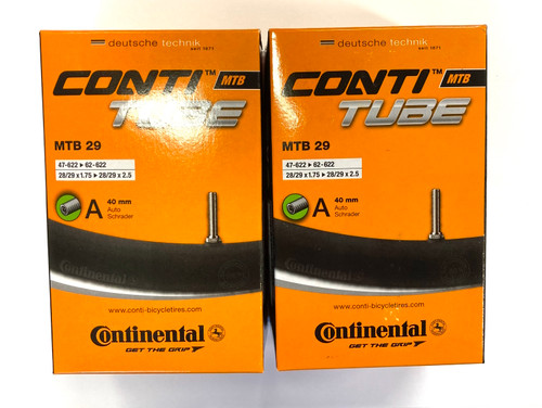 2x Continental MTB 29 x 1.75-2.5 Inner Tube With 40mm Schrader Valve 2x Continental MTB 29 x 1.75-2.5 Inner Tube With 40mm Schrader Valve