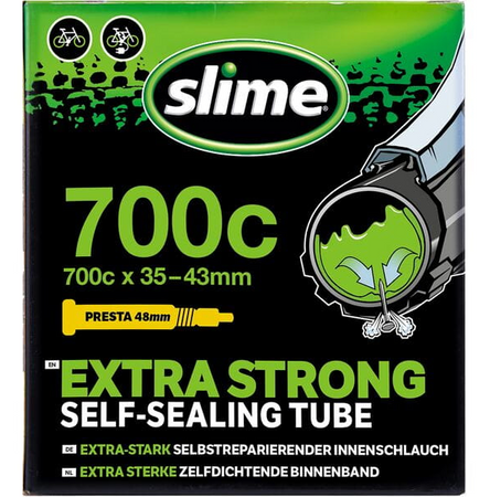 Slime Smart Self-Sealing Bicycle Road Inner Tube | 700 x 35-45c | 48mm Presta Valve Slime Smart Self-Sealing Bicycle Road Inner Tube | 700 x 35-45c | 48mm Presta Valve