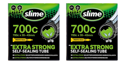 2x Slime Smart Self-Sealing Bicycle Road Inner Tube | 700 x 35-43c | 48mm Presta Valve 2x Slime Smart Self-Sealing Bicycle Road Inner Tube | 700 x 35-43c | 48mm Presta Valve