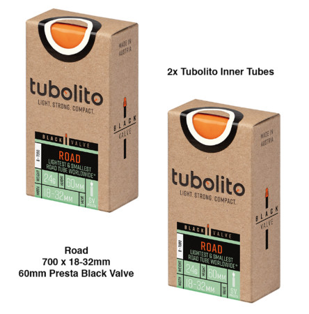 2x Tubolito S-Tubo 700C Road 700 x 18-32mm Presta Black Valve Inner Tubes 2x Tubolito S-Tubo 700C Road 700 x 18-32mm Presta Black Valve Inner Tubes