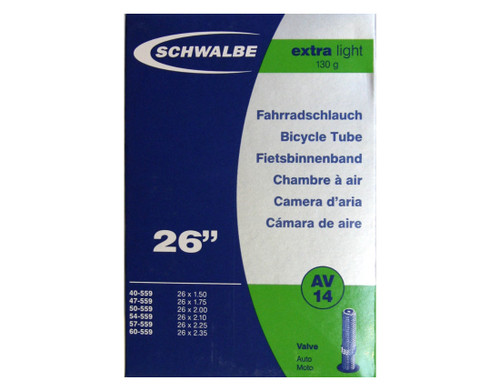 Schwalbe AV14 Extralight Inner Tube - 26 x 1.50/2.35 - 40mm Schrader Valve Schwalbe AV14 Extralight Inner Tube - 26 x 1.50/2.35 - 40mm Schrader Valve