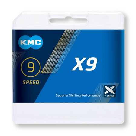 KMC X9 9 Speed Chain 114 Link Silver KMC X9 9 Speed Chain 114 Link Silver