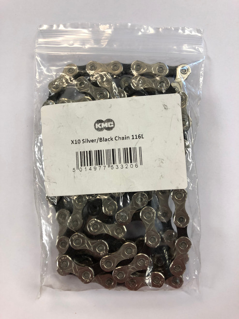 KMC X10 10 Speed Workshop Chain In Silver/Black 116L With Missing Link Unboxed