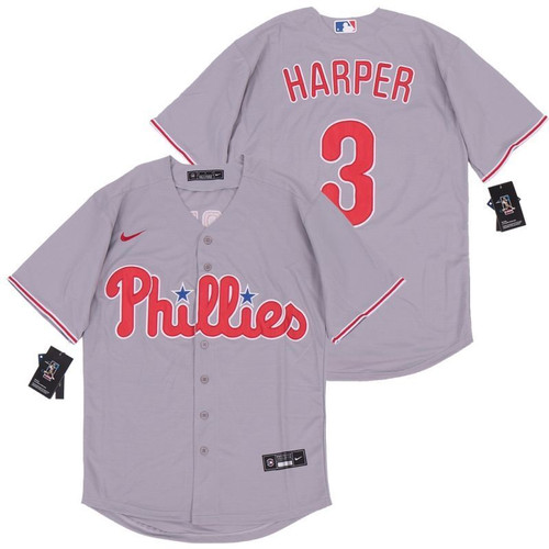 Philadelphia Phillies Bryce Harper #3 2020 Mlb Light Grey Jersey