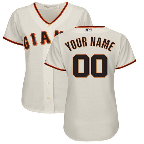 San Francisco Giants Majestic Womens Home Cool Base Custom Jersey Cream 2019