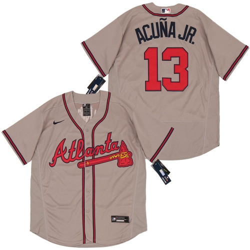 Atlanta Braves Ronald Acuna Jr #13 2020 Mlb Grey Jersey