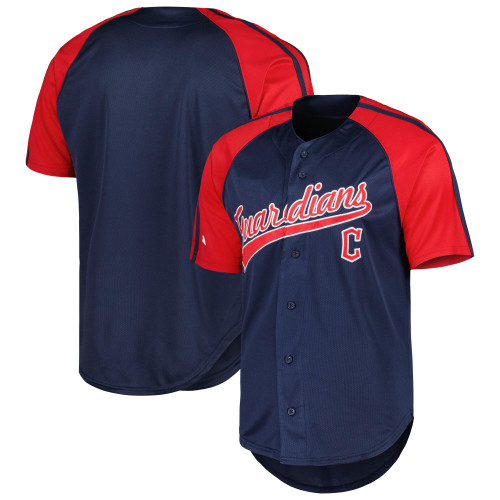 Cleveland Guardians Stitches Team Button-Down Raglan Replica Jersey - Navy