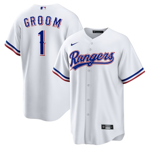 Men's Texas Rangers  Nike White #1 Groom Home Replica Jersey