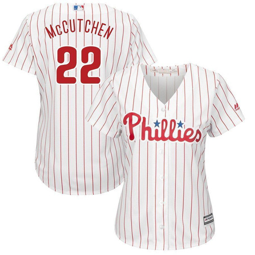 Andrew Mccutchen Philadelphia Phillies Majestic Womens Cool Base Player Jersey Jersey White/Scarlet 2021