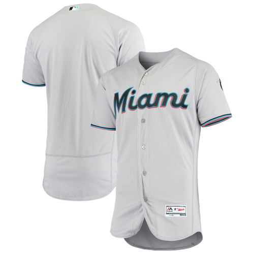 MenS Majestic Gray Miami Marlins Road Flex Base Jersey