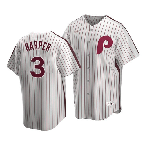 MenS Philadelphia Phillies Bryce Harper #3 Cooperstown Collection White Home Jersey