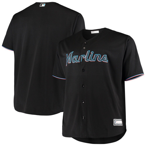 MenS Black Miami Marlins Big & Tall Replica Team Jersey