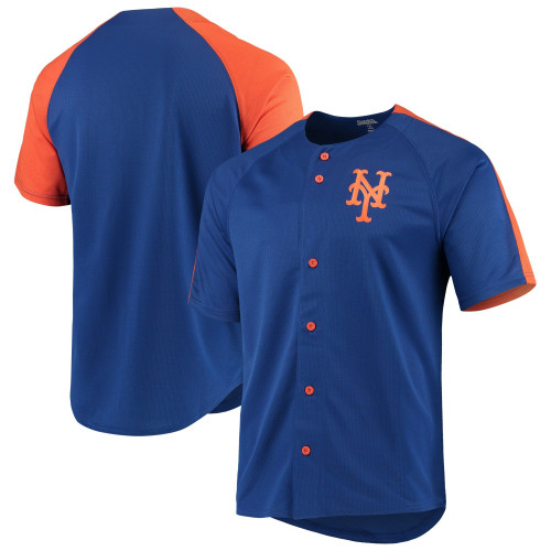 MenS Stitches Royal New York Mets Logo Button-Up Jersey