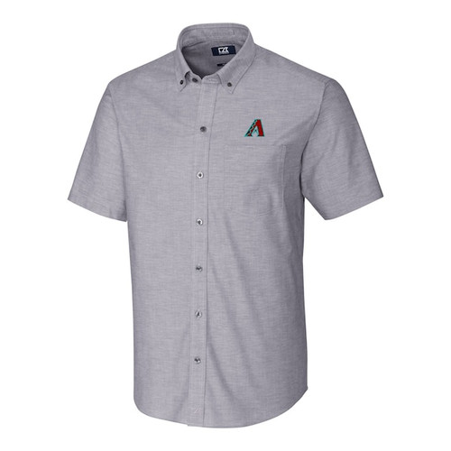 Men's Arizona Diamondbacks  Cutter & Buck Charcoal Stretch Oxford Big & Tall Short Sleeve Dress Shirt