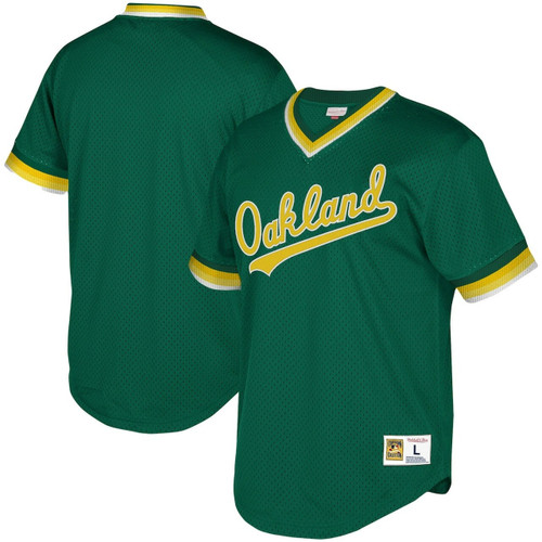 Oakland Athletics Mitchell & Ness Green Cooperstown Collection Mesh Wordmark V-Neck Baseball Jersey Mlb Baseball Jersey1215