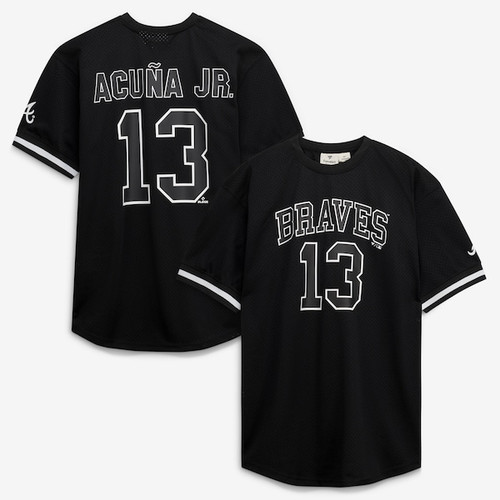 Men's Atlanta Braves Ronald Acuña Jr. Fanatics Black/White Big & Tall Heavyweight Mesh Jersey