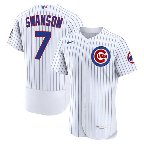 Men's Chicago Cubs Dansby Swanson Nike White Home  Jersey