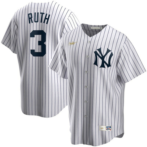 MenS New York Yankees Babe Ruth White Home Cooperstown Collection Player Baseball Jersey Mlb Baseball Jersey499