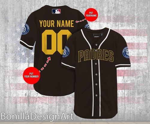 San Diego Padres Personalized Name and Number Baseball Jersey For Fans