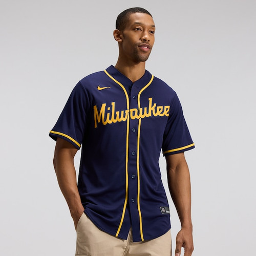 Men's Milwaukee Brewers Nike Navy Alternate Replica Team Jersey