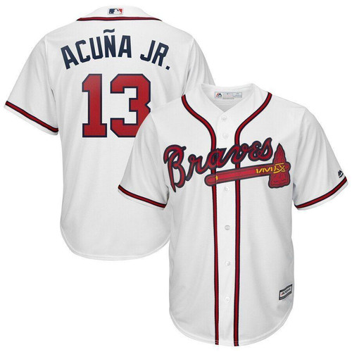 Ronald Acu?a Jr. Atlanta Braves Majestic 2019 Home Official Cool Base Player Jersey White 2019