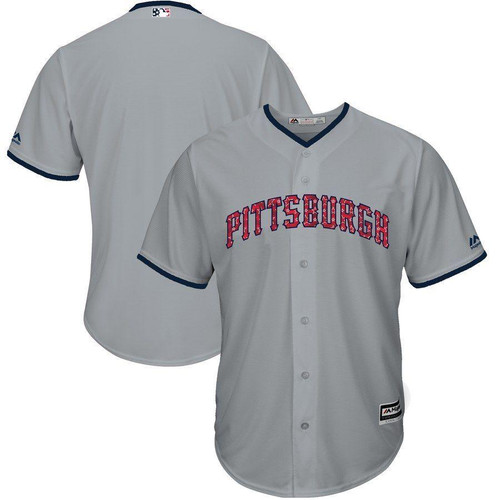 Pittsburgh Pirates Majestic Stars Stripes Cool Base Team Jersey Gray 2019