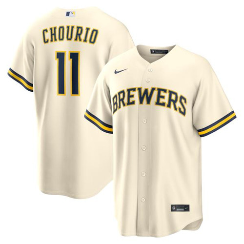 Men's Milwaukee Brewers Jackson Chourio Nike Cream Home Replica Jersey