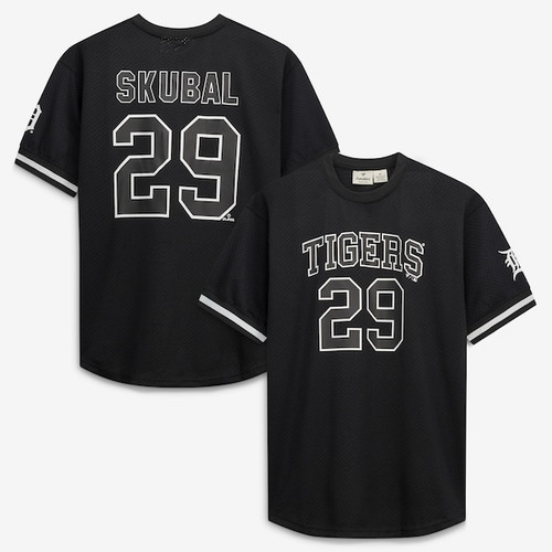 Men's Detroit Tigers Tarik Skubal Fanatics Black/White Big & Tall Heavyweight Mesh Jersey