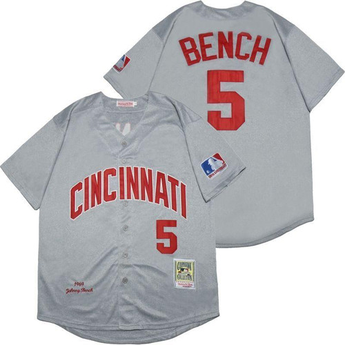 Cincinnati Reds Johnny Bench #5 2020 MLB Silver Jersey