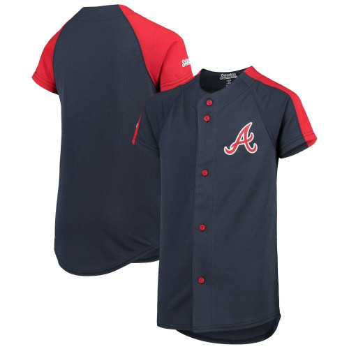 Atlanta Braves Stitches Navy Logo Button Down Jersey Gift For Atlanta Braves Fans