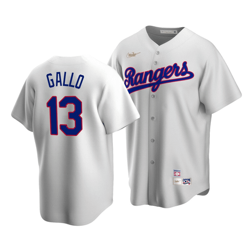 Men'S Texas Rangers Joey Gallo #13 Cooperstown Collection White Home Jersey