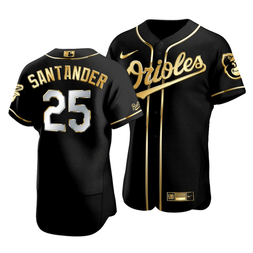 Men'S Baltimore Orioles Anthony Santander #25 Golden Edition Black  Jersey