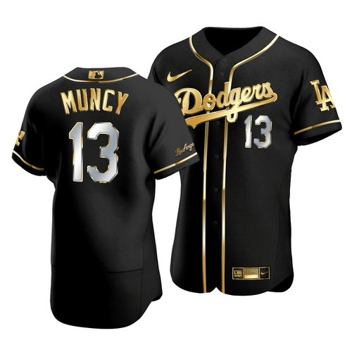 Men'S Los Angeles Dodgers Max Muncy #13 Golden Edition Black  Jersey