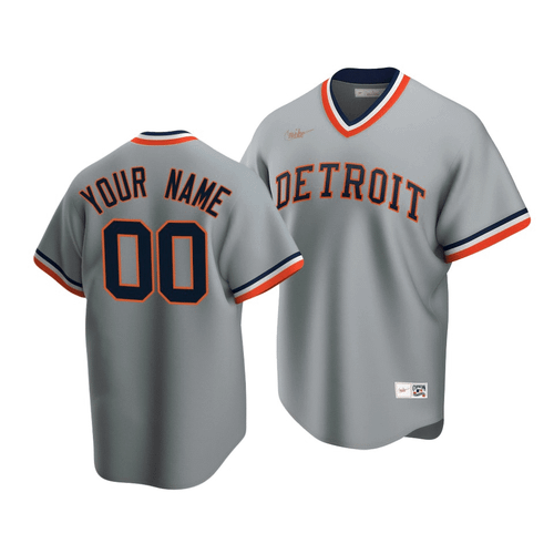 Men'S Detroit Tigers Custom #00 Cooperstown Collection Gray Road Jersey