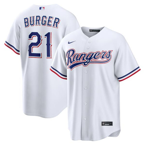 Men's Texas Rangers Jake Burger Nike White Home Replica Jersey