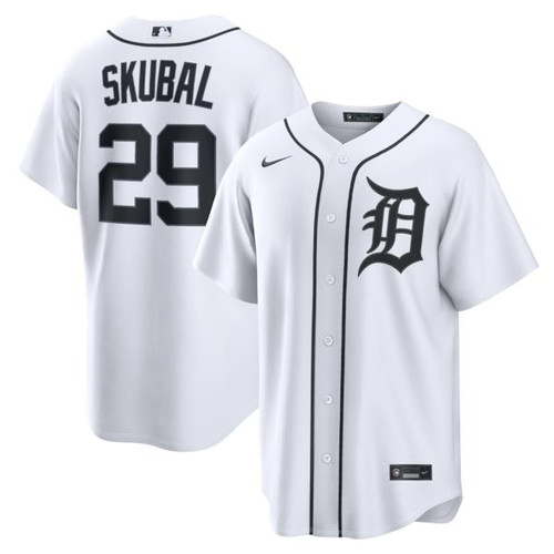 Men's  Detroit Tigers Tarik Skubal Nike White Home Replica Jersey