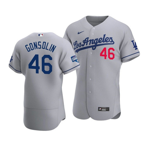Men'S Los Angeles Dodgers Tony Gonsolin #46 2020 World Series Champions  Road Jersey Gray