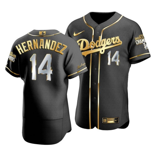 Men'S Los Angeles Dodgers Enrique Hernandez #14 2020 World Series Champions Golden Limited  Jersey Black