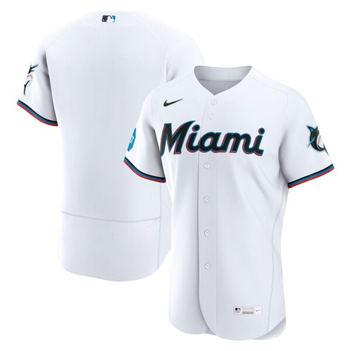 Men's Miami Marlins Nike White Home  Jersey