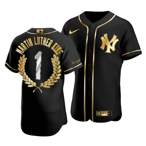 Men'S New York Yankees Martin Luther King Black Special Golden Edition Jersey