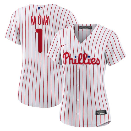 Women's Philadelphia Phillies  Nike White #1 Mom Home Replica Jersey