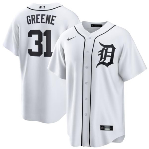 Men's  Detroit Tigers Riley Greene Nike White Home Replica Jersey