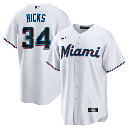 Men's Miami Marlins Liam Hicks Nike White Home Replica Jersey