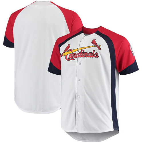 Men'S St. Louis Cardinals White/Red Big & Tall Color Block Team Baseball Jersey Mlb Baseball Jersey460