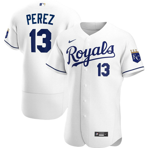 Men'S Kansas City Royals Salvador Perez White Home Player Baseball Jersey Mlb Baseball Jersey545