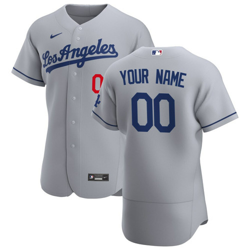 Men'S Los Angeles Dodgers Gray Road Custom Patch Baseball Jersey Mlb Baseball Jersey313
