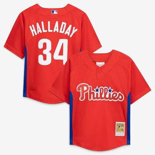 Preschool Philadelphia Phillies Roy Halladay Mitchell & Ness Red Cooperstown Collection Mesh Batting Practice Jersey
